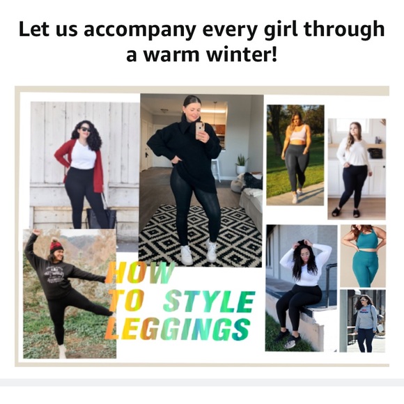 New Fleece Lined High Waist Rise Solid Black Leggings With Pockets NWT Stretchy - Picture 5 of 16